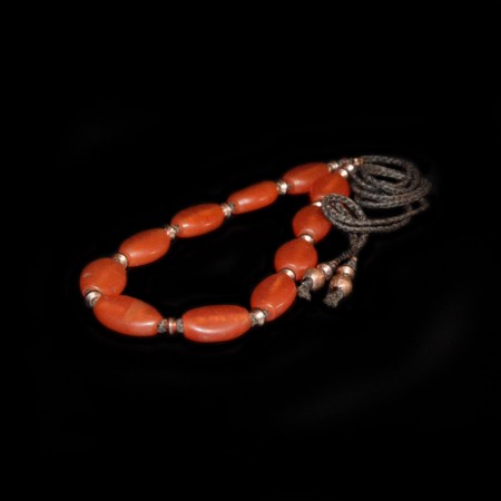 Antike Pema Raka Karneolperlen Halskette