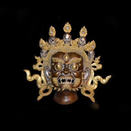 Mahakala Bronze Gold Silber Maske
