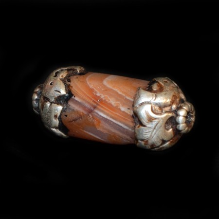 Ancient silver capped Carnelian bead