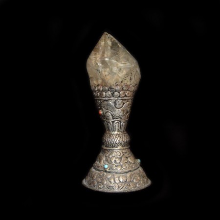 Grosser Tibetischer Bergkristall Silber Stempel
