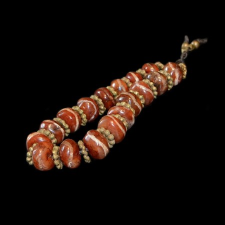 Antique etched carnelian beads