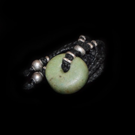 Neolithische grüne Amazonitperle Talisman Halskette