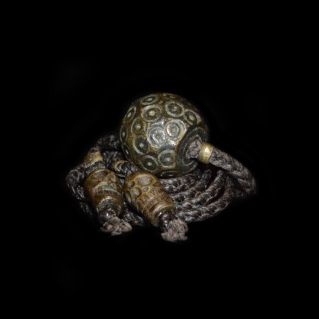 Ancient Islamic Bronze Weight Skull Choker Necklace